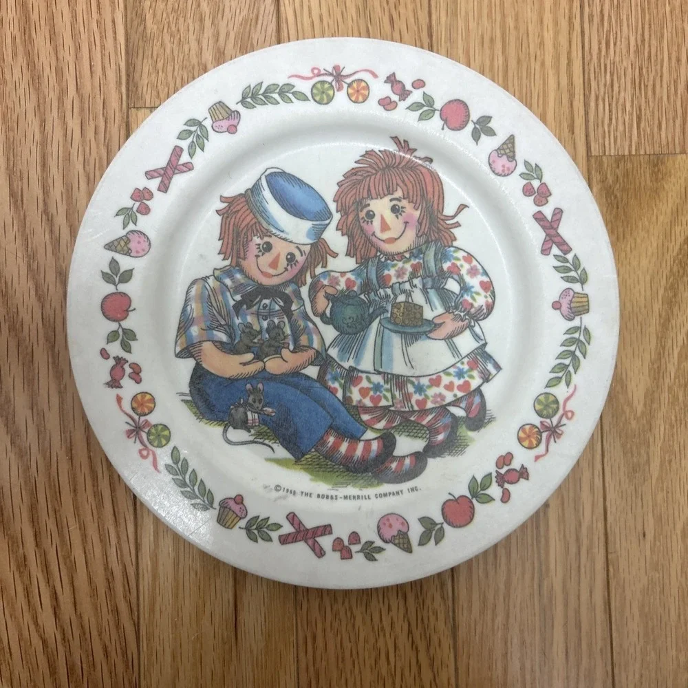 Vintage 1969 Oneida RAGGEDY ANN & ANDY Melamine‎ Ware Plate #3119 Bobbs-Merrill